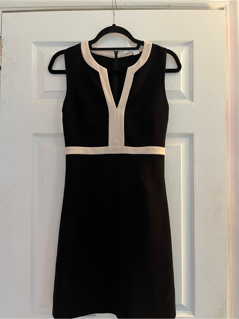 Diane Von Furstenberg Black Mini Dress with Cream Trim